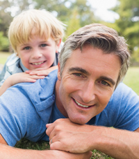Father and son at park
