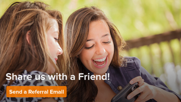 two friends laughing